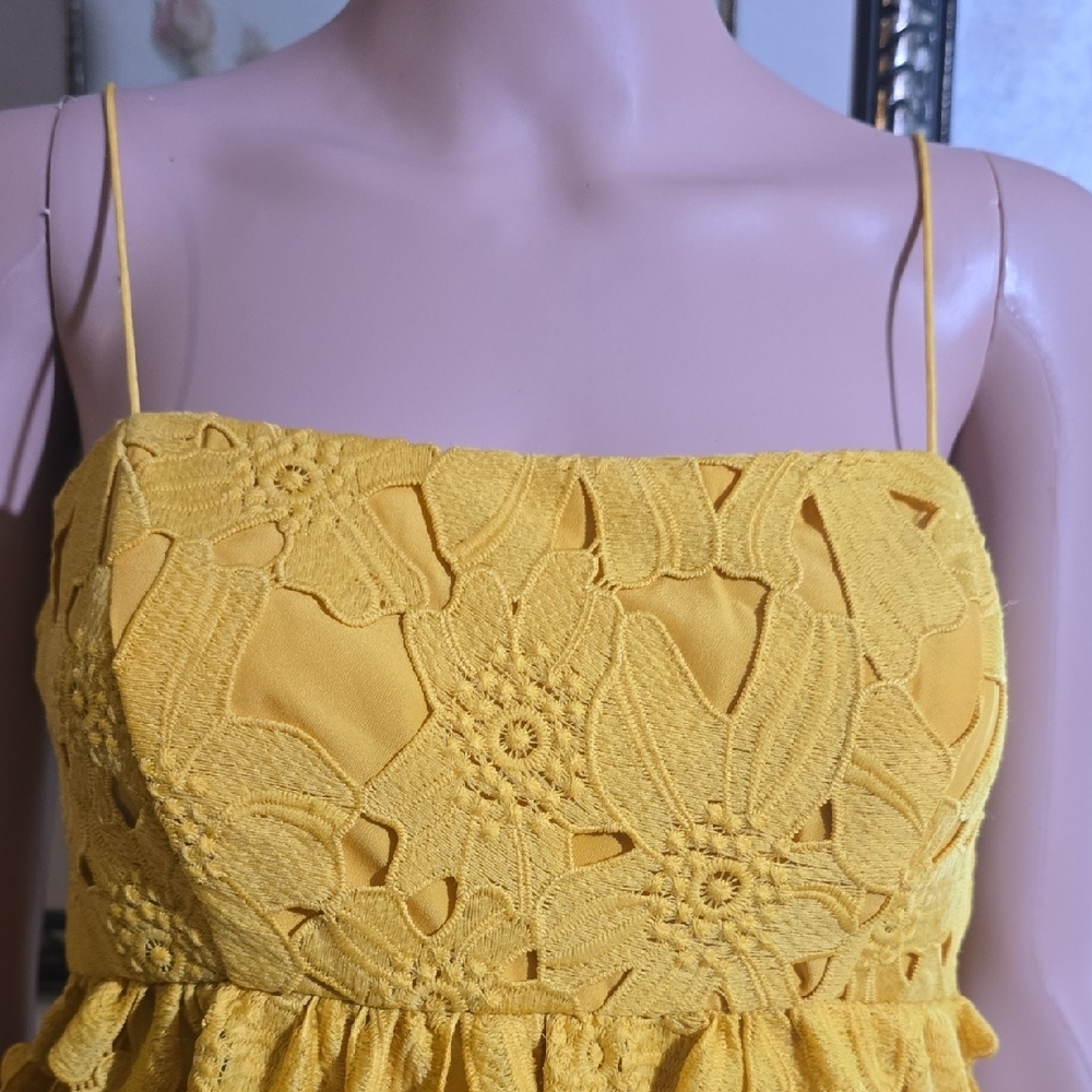 #58. ASOS Yellow Smocked Tiered Sundress. - Picture 3 of 6
